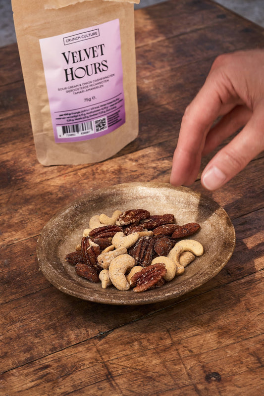 VELVET HOURS SNACK BOX - Mixed Nuts | Crunch Culture | 75 Grams (x8)